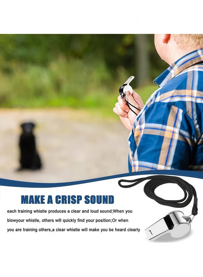 Cuken Silver Stainless Steel Whistle, 3 Sets, Coach, Referee, Outdoor Sports Emergency Strap, Hanging Rope - Image 4